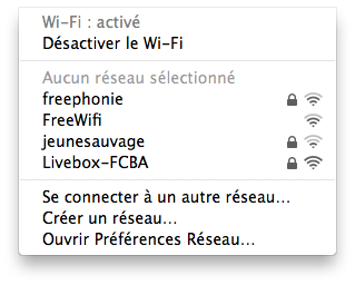 Liste de réseaux Wi-Fi
