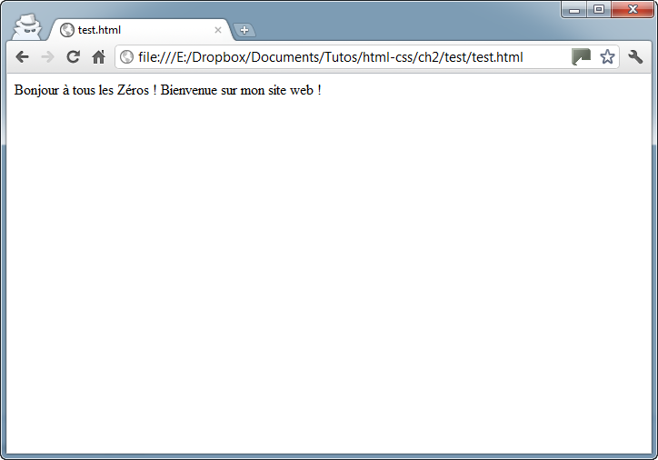 La page web affichée