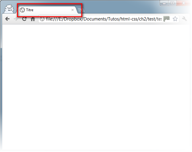 Le titre de la page apparaît en haut du navigateur