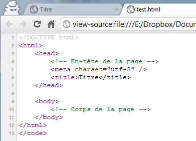 Affichage du code source
