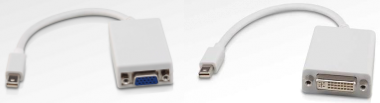 À gauche un Mini DisplayPort/VGA et à droite un Mini DisplayPort/DVI