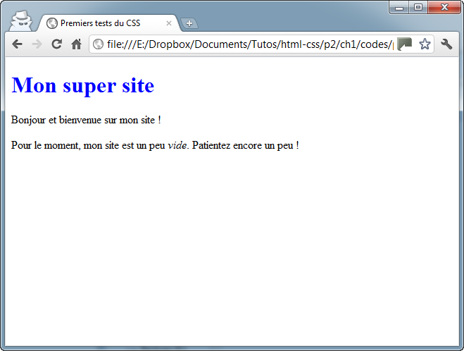 Titre écrit en bleu