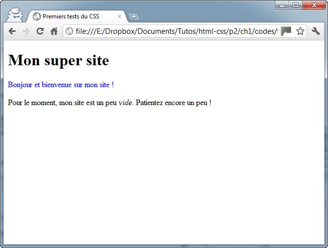 Seul le premier paragraphe s'affiche en bleu