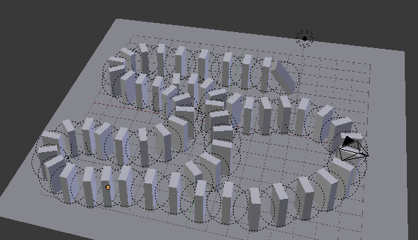 Placez votre chaîne de dominos en les dupliquant et laissez le premier légèrement penché…