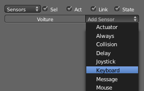 Choisir un Sensor dans le menu déroulant