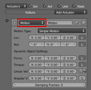 Pour mettre un objet en mouvement, choisir l'option Motion