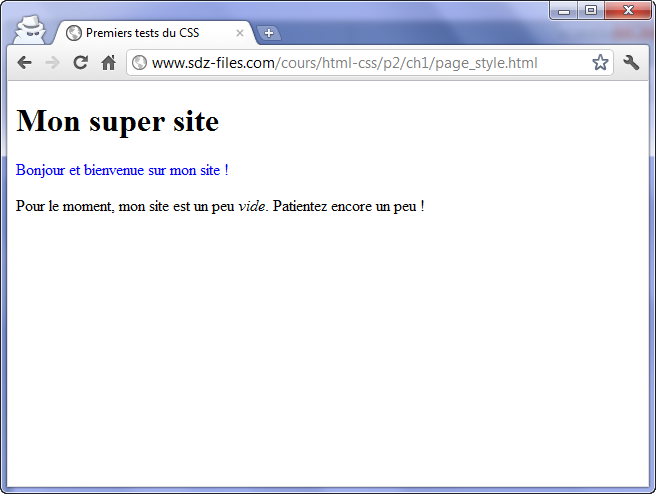Le premier paragraphe est écrit en bleu