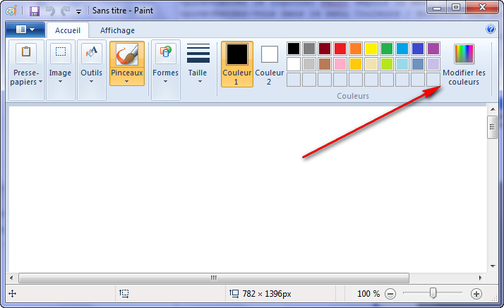 Modification des couleurs sous Paint