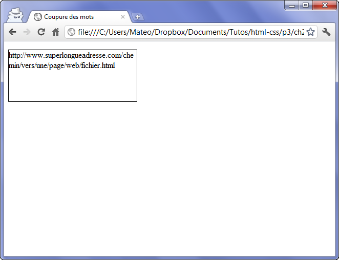 Le texte est coupé pour ne pas déborder