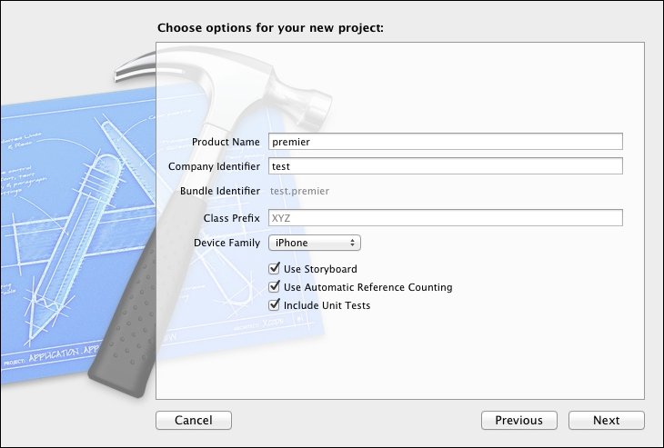 Les options du nouveau projet