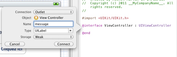 Une boîte de dialogue s'affiche au relâchement du bouton de la souris