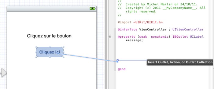Un contrôle-glisser-déposer au-dessus de la dernière ligne de code