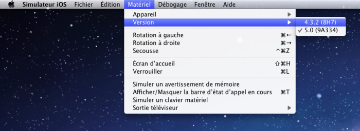 Il est également possible de choisir la version d'iOS