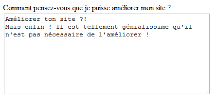 Une zone de saisie multiligne pré-remplie