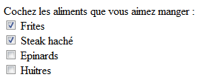 Des cases à cocher