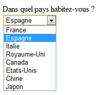 Une liste déroulante