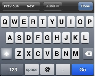 Clavier de saisie d'e-mail sur un iPhone