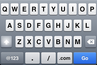 Clavier de saisie d'URL sur iPhone