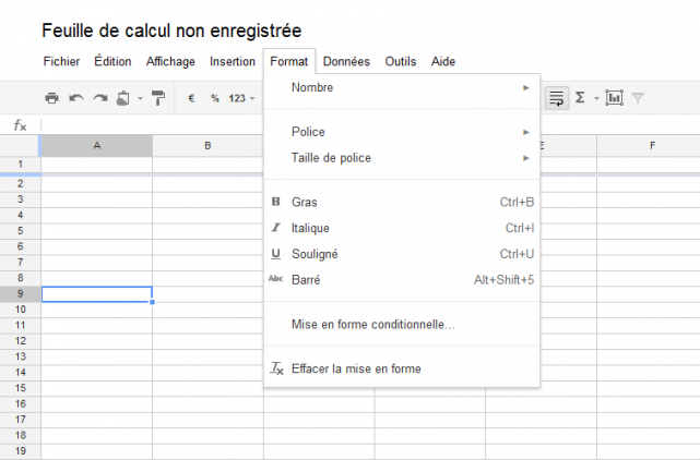 Le tableur Google Docs
