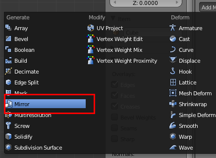 Ajouter un Modifier Mirror