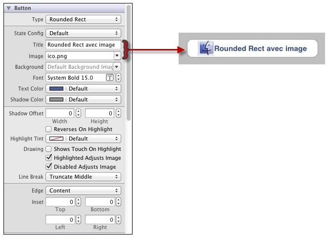 Il est possible d'ajouter une image en plus du texte à un bouton