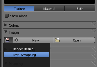 Dans le menu des textures, indiquez quelle image utiliser