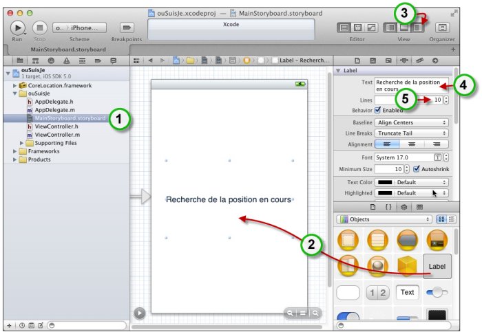 Nous allons afficher les coordonnées du device dans un Label