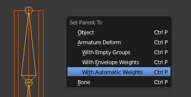 Le parentage mesh-armature avec l'Automatic Weights
