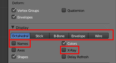 L'onglet Display permet de définir l'affichage de l'armature