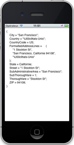 Résultat de la géolocalisation inversée