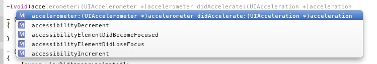 Xcode vous propose automatiquement le gabarit de la méthode