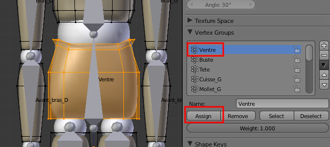 Assigner les points du ventre