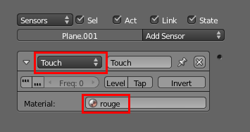 Ajoutez un Sensor de type Touch