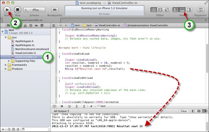 Le résultat est affiché dans le volet de débogage