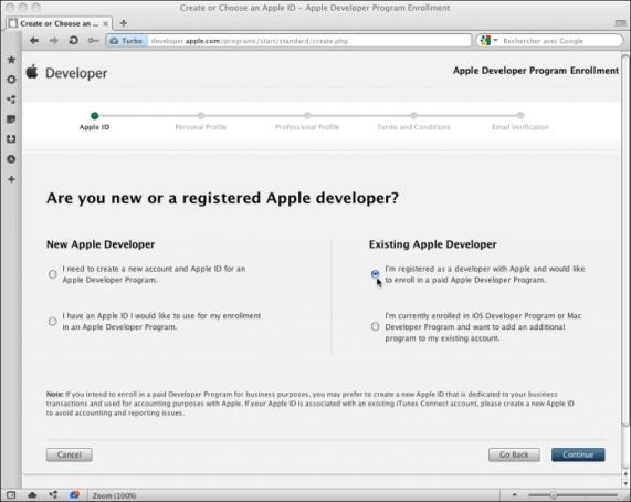 Cochez la case correspondant à votre cas