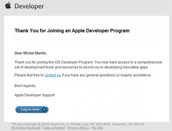 Portail des développeurs Apple