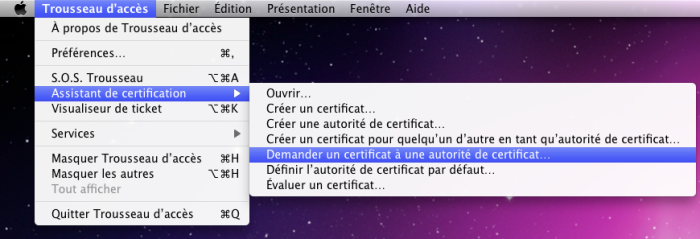 Demander un certificat à une autorité de certificat