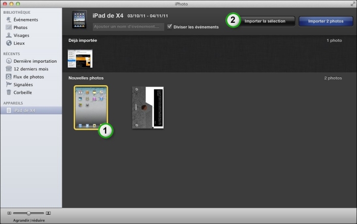 La capture est présente dans l'application iPhoto