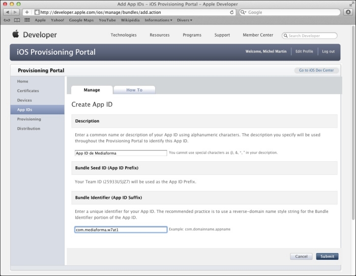 Définition d'un Bundle ID