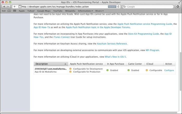 Vous devez configurer le Bundle ID