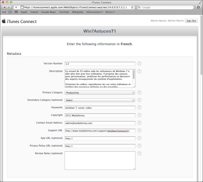 Entrez les informations demandées