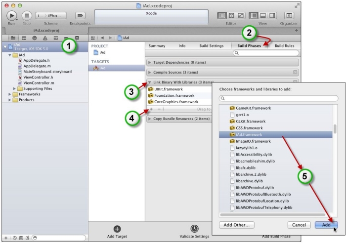 Ajoutez le framework iAd