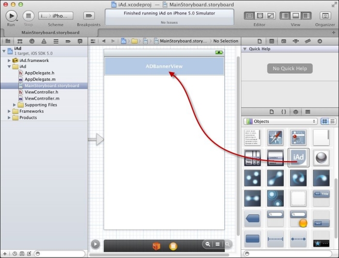Ajoutez un contrôle AdBannerView dans l'application