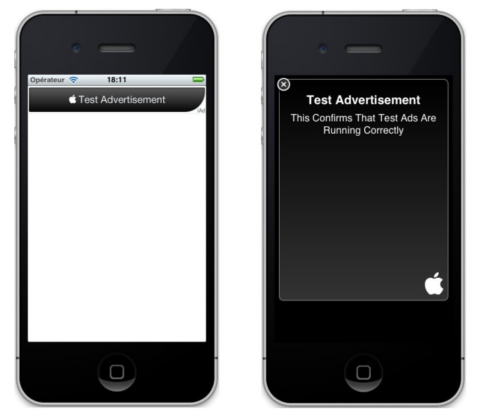 L'application avec la pub