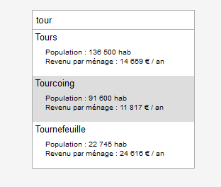 Il est possible d'afficher des données sur les villes grâce au JSON