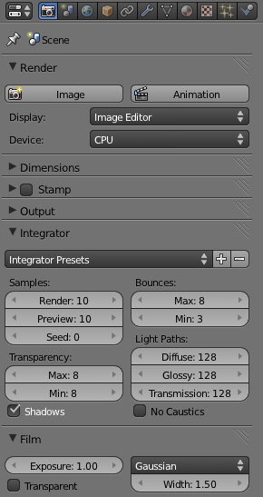 Les nouveaux onglets dans le menu Render