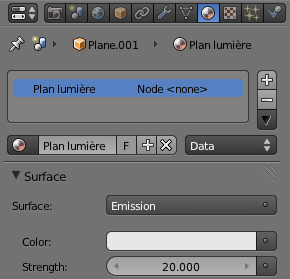 L'utilisation du matériau Emission transforme le mesh en une source de lumière