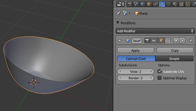 Ajouter un SubSurf et un Smooth pour le lissage