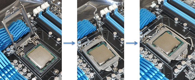 Positionnement du CPU, fermeture du capot et verrouillage du levier