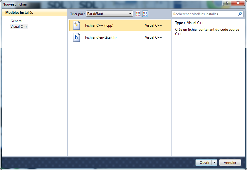 Choix du type du fichier source